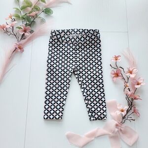 Janie and Jack Black and Pink Patterned Leggings, Size 6-12 Months